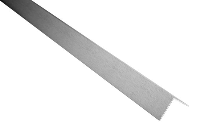 Vinkelliste børstet aluminium 25 x 25 mm x 2 meter